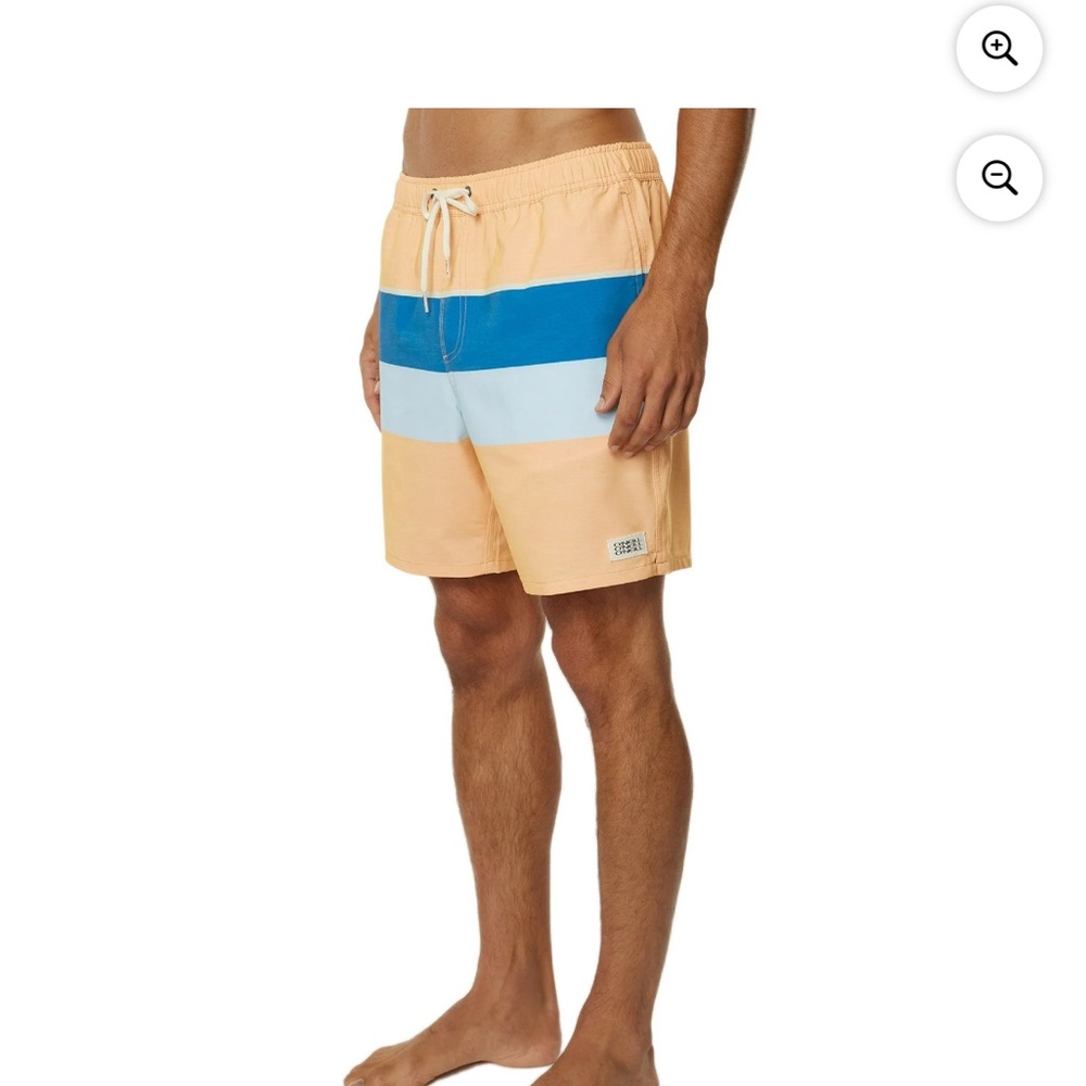 Men's Colorblock Peach & Blue Swim Trunks - Picture 2 of 8